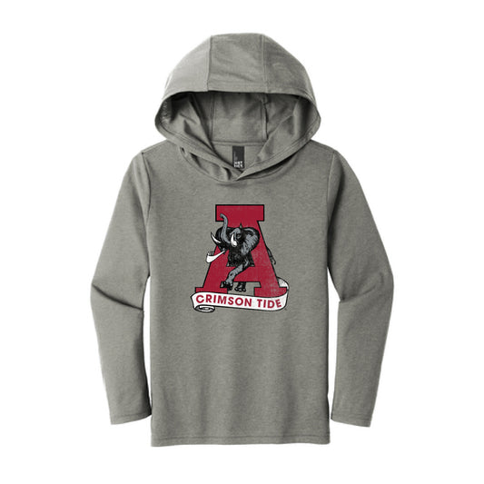 The Vintage Alabama A | Youth Grey Frost Athletic Long Sleeve Hoodie