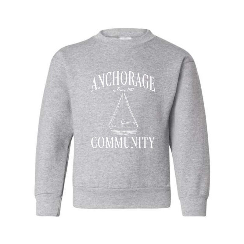 The Vintage Anchorage | Light Steel Youth Crewneck Sweatshirt