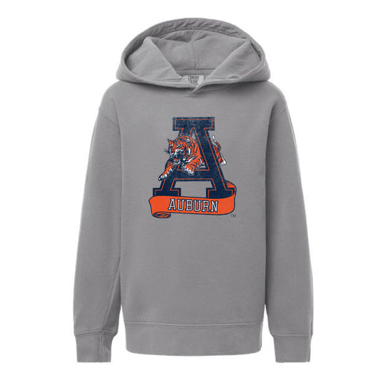 The Vintage Auburn A | Youth Grey Hooded Sweatshirt