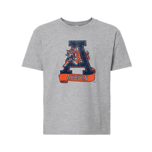 The Vintage Auburn A | Youth Athletic Heather Tee