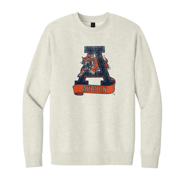 The Vintage Auburn A | Oatmeal Heather Crewneck Sweatshirt