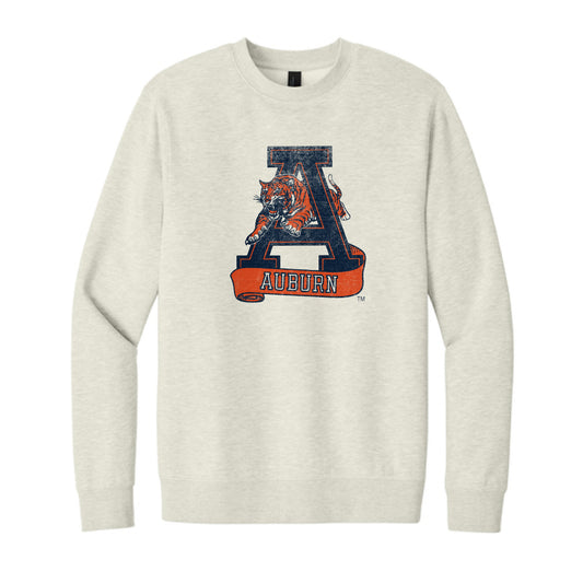 The Vintage Auburn A | Oatmeal Heather Crewneck Sweatshirt