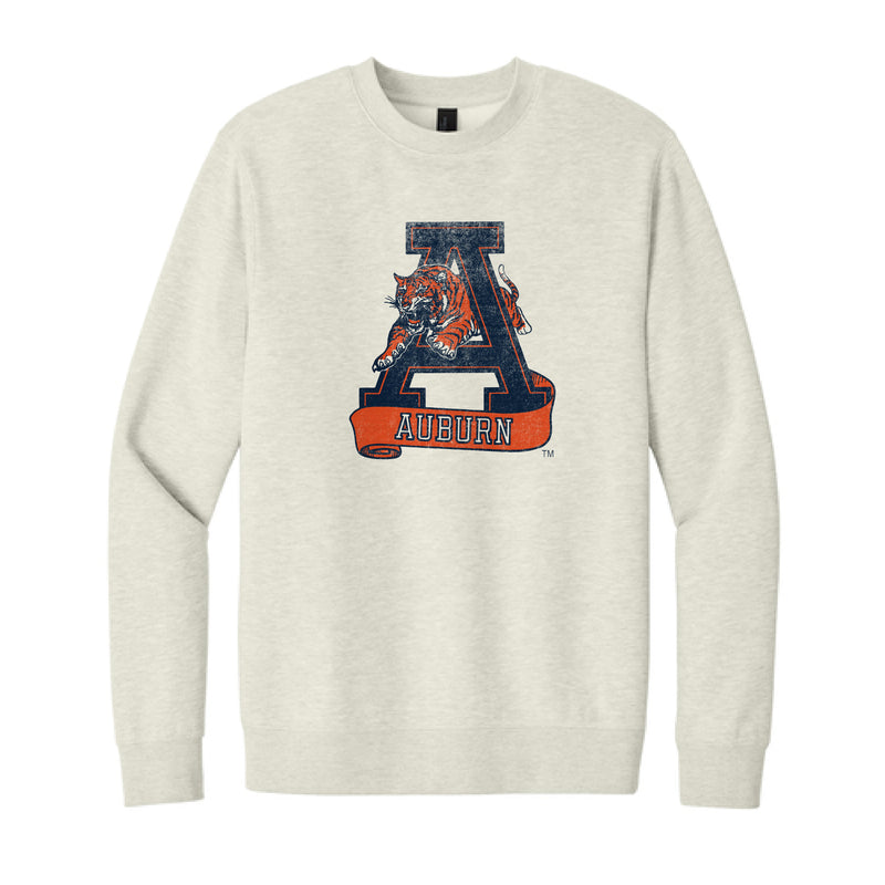 The Vintage Auburn A | Oatmeal Heather Crewneck Sweatshirt