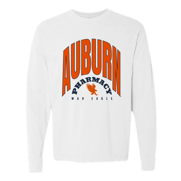 The Vintage Auburn Pharmacy | Adult White Long Sleeve Tee