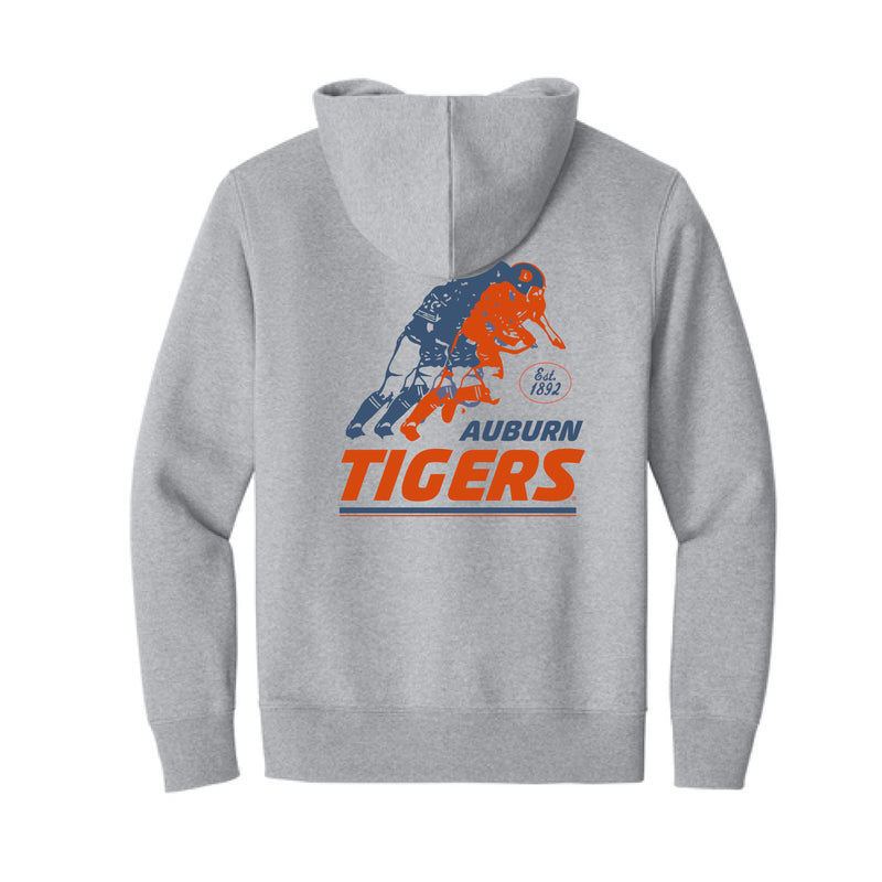 The Vintage Auburn Tigers Football EST | Light Heather Grey Fleece Hoodie