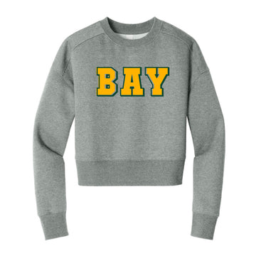 The Vintage BAY Block | Heathered Steel	Fleece Cropped Crew