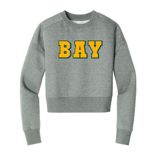 The Vintage BAY Block | Heathered Steel	Fleece Cropped Crew