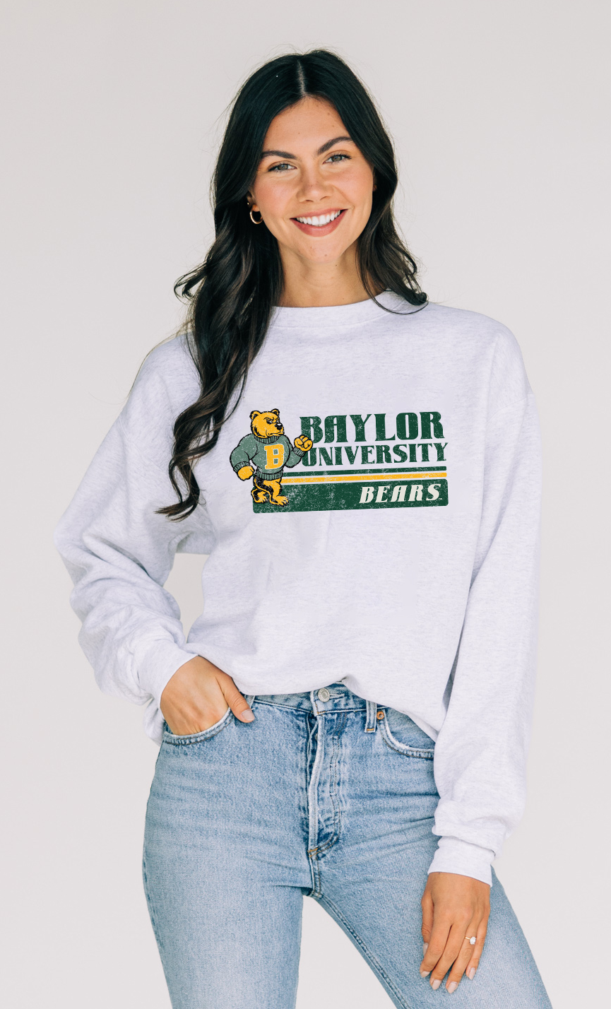The Vintage Baylor University Bears Ash Sweatshirt Scarlet Gold