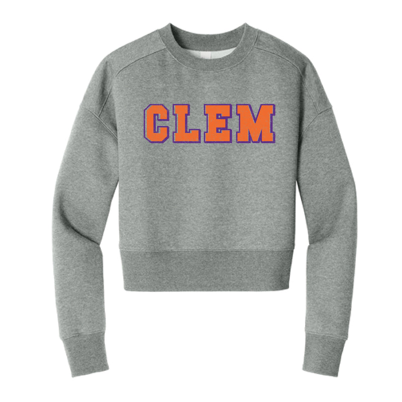 The Vintage Clem Block | Heathered Steel Cropped Crew Sweatshirt