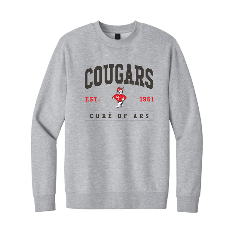The Vintage Cougars Arch Est | Adult Light Heather Grey Sweatshirt