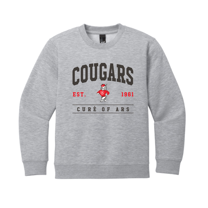 The Vintage Cougars Arch Est | Youth Light Heather Grey Sweatshirt