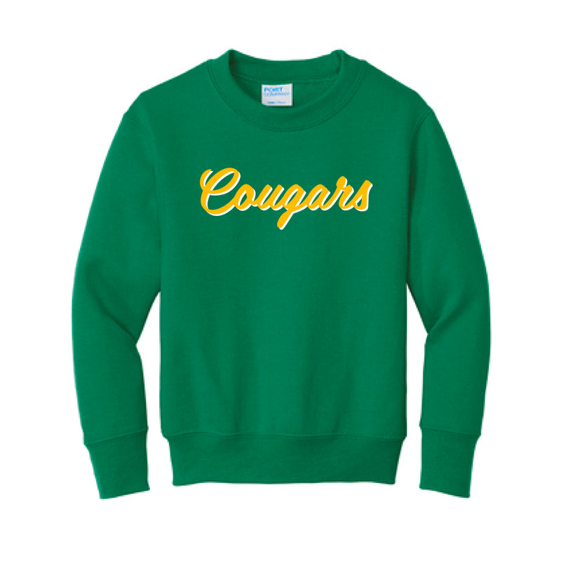 The Vintage Cougars Script | Kelly Youth Crewneck Sweatshirt