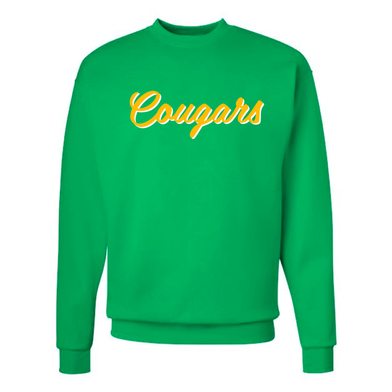 The Vintage Cougars Script | Kelly Green Crewneck Sweatshirt