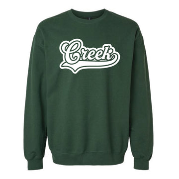 The Vintage Creek Script | Adult Forest Green Crewneck Sweatshirt