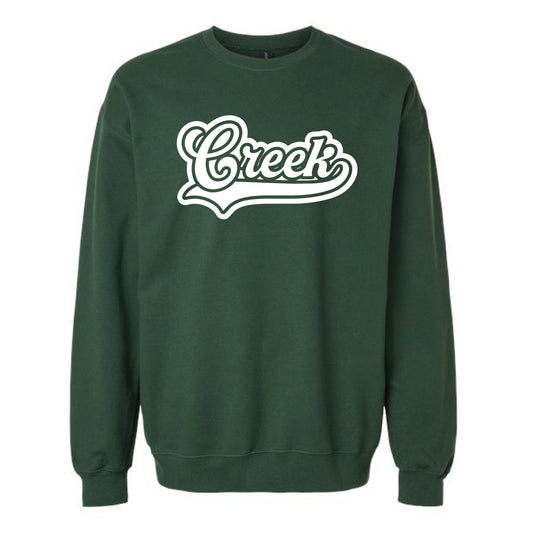 The Vintage Creek Script | Adult Forest Green Crewneck Sweatshirt