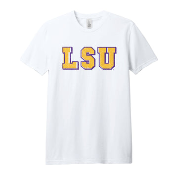 The Vintage LSU Block | White Tee