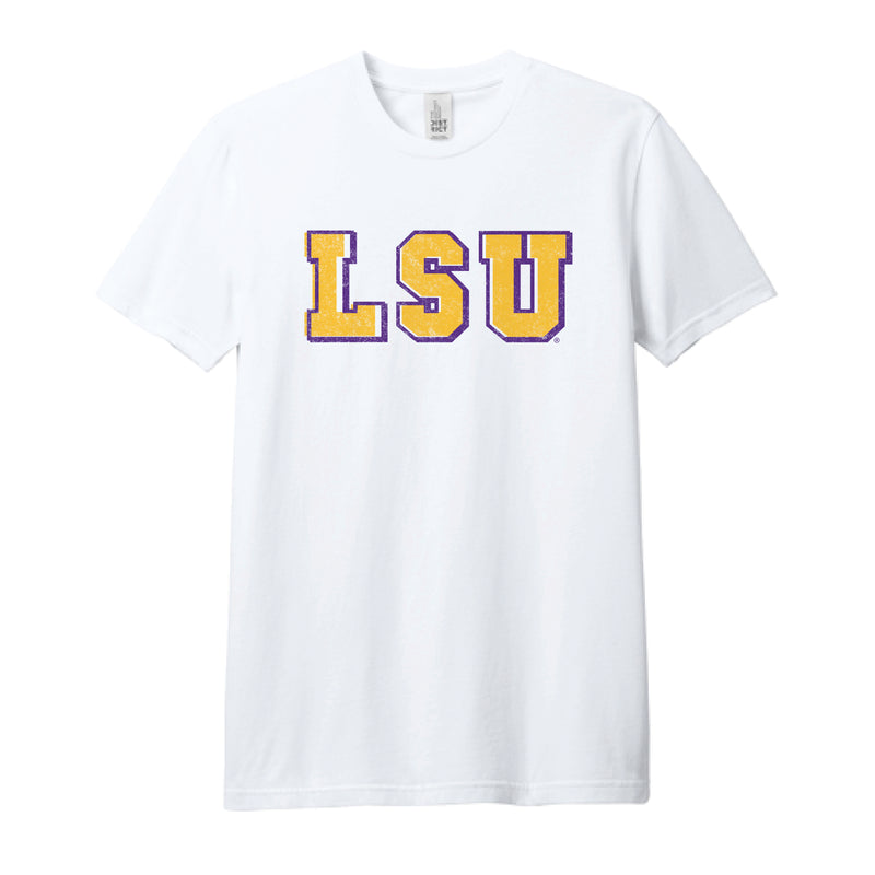 The Vintage LSU Block | White Tee