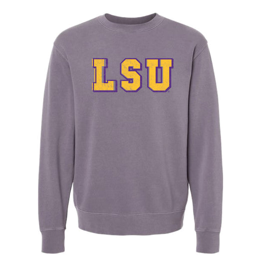 The Vintage LSU Block| Pigment Plum Sweatshirt