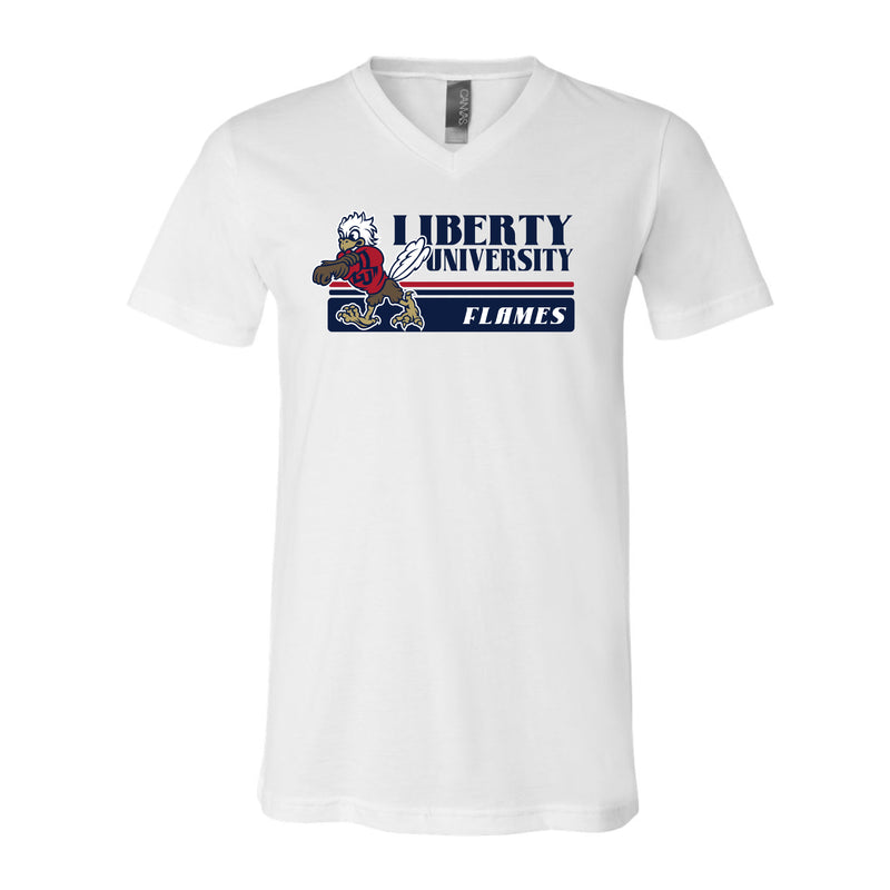 The Vintage Liberty University Flames | White V-Neck Tee