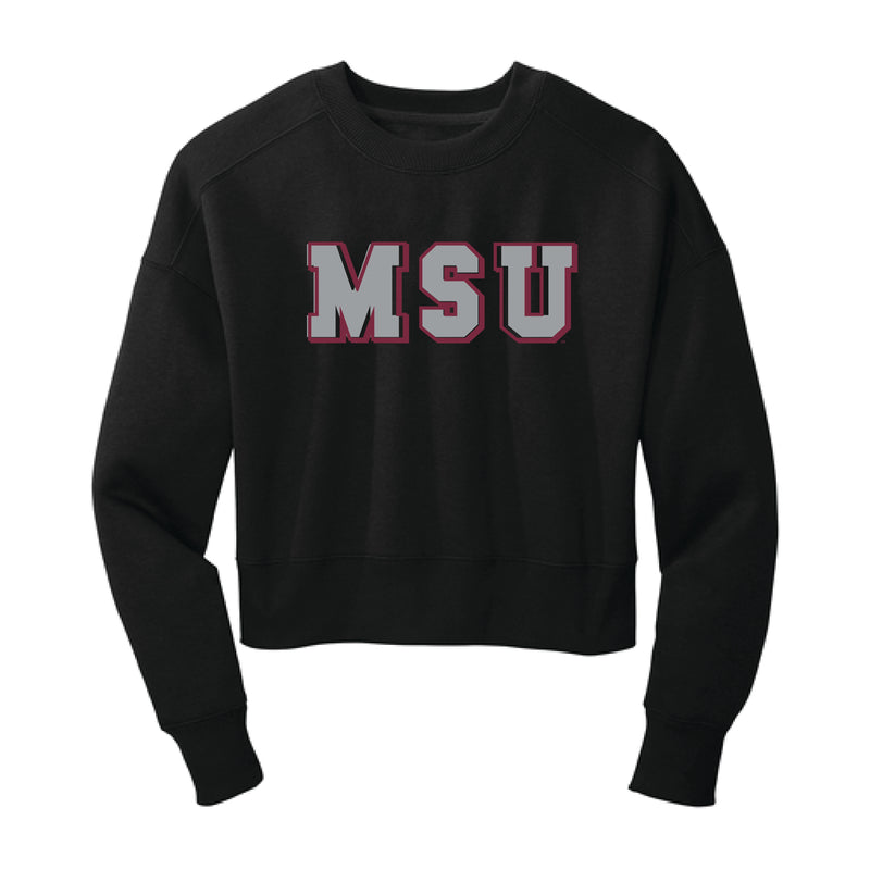 The Vintage MSU Block | Jet Black Cropped Crew