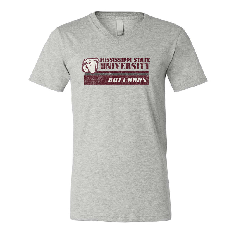 The Vintage MSU Bulldogs | Athletic Heather V-Neck Tee