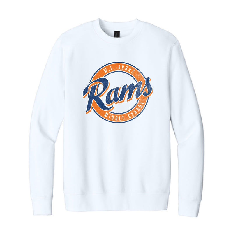 The Vintage Rams Circle | White Fleece Crewneck