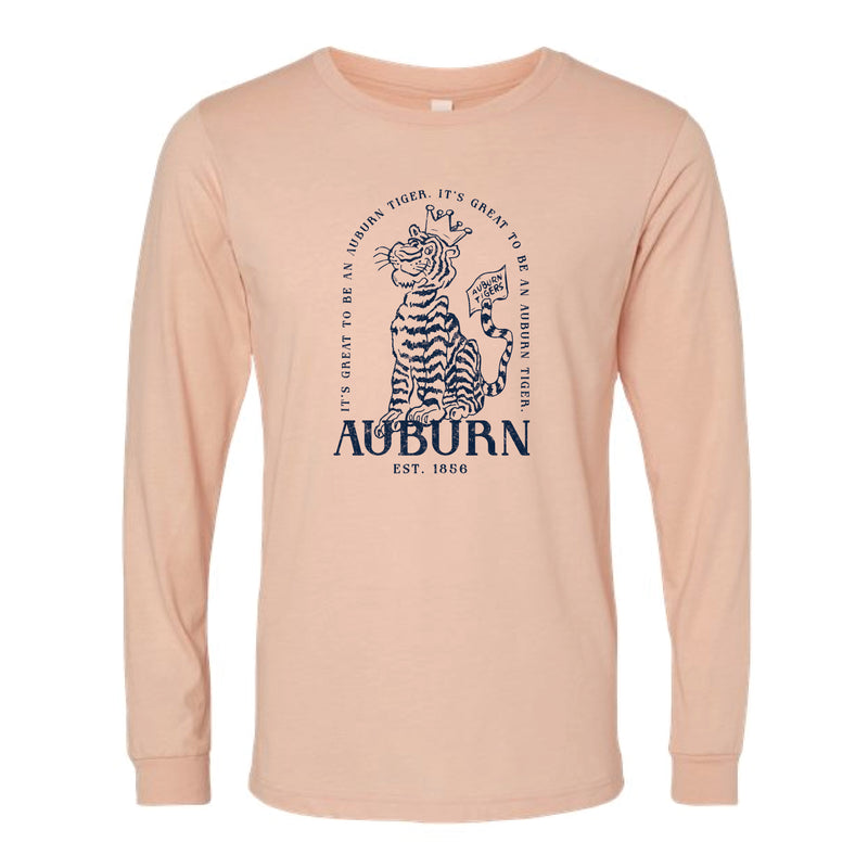 The Auburn Vintage Tiger | Heather Peach Long Sleeve