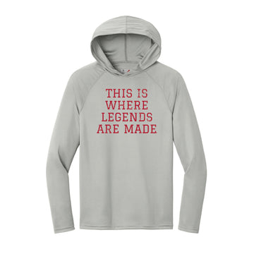 The Vintage Where Legends Are Made | Adult Silver Hooded Long Sleeve Tee
