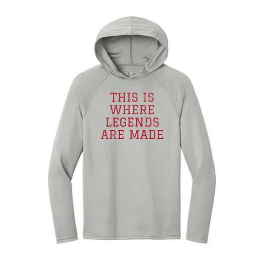 The Vintage Where Legends Are Made | Adult Silver Hooded Long Sleeve Tee