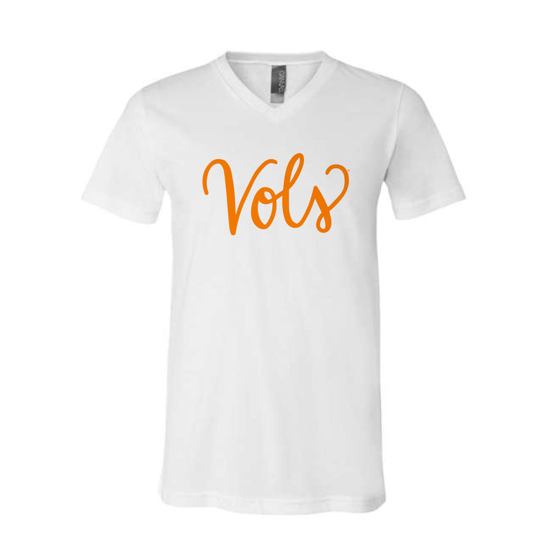 The Vols Script | White V-Neck Tee