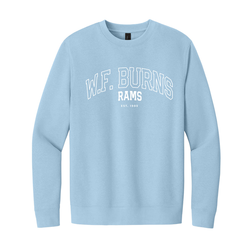 The W. F. Burns Outline Arch | Ice Blue Fleece Crewneck