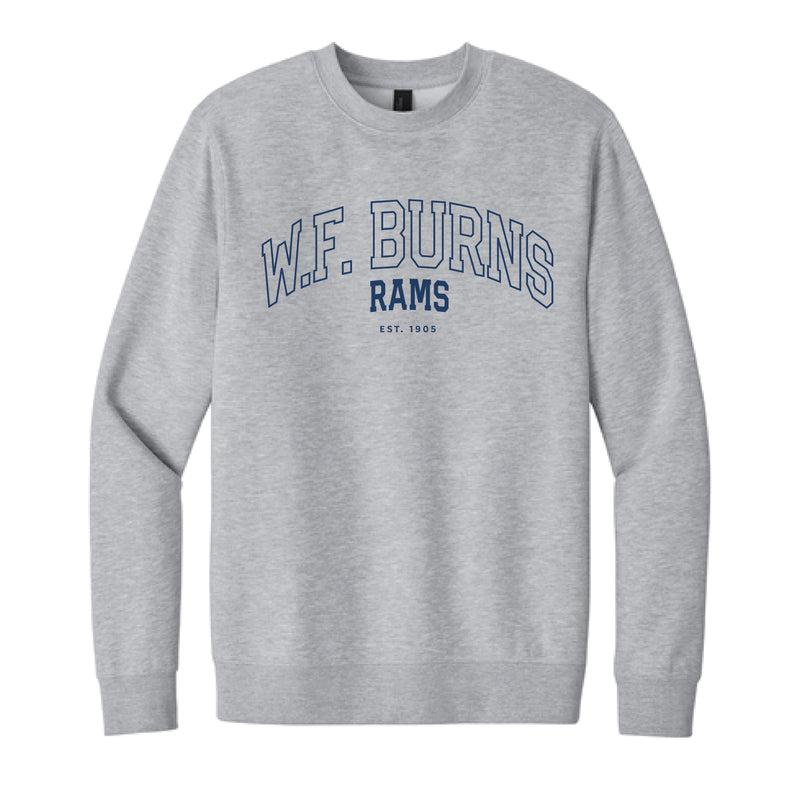 The W.F. Burns Outline Arch | Adult Light Heather Grey	Crew Sweatshirt
