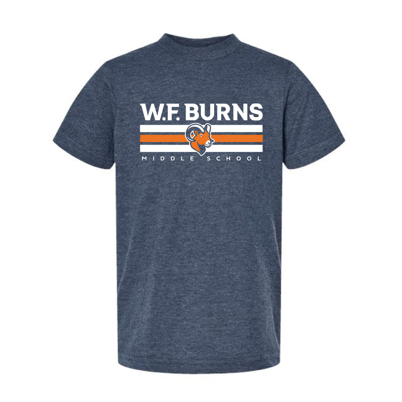 The W. F. Burns Stripes | Heather Denim Oversized Youth Tee