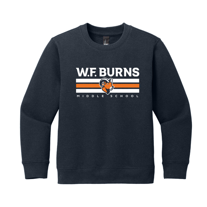 The W. F. Burns Stripes | New Navy Youth Fleece Crewneck