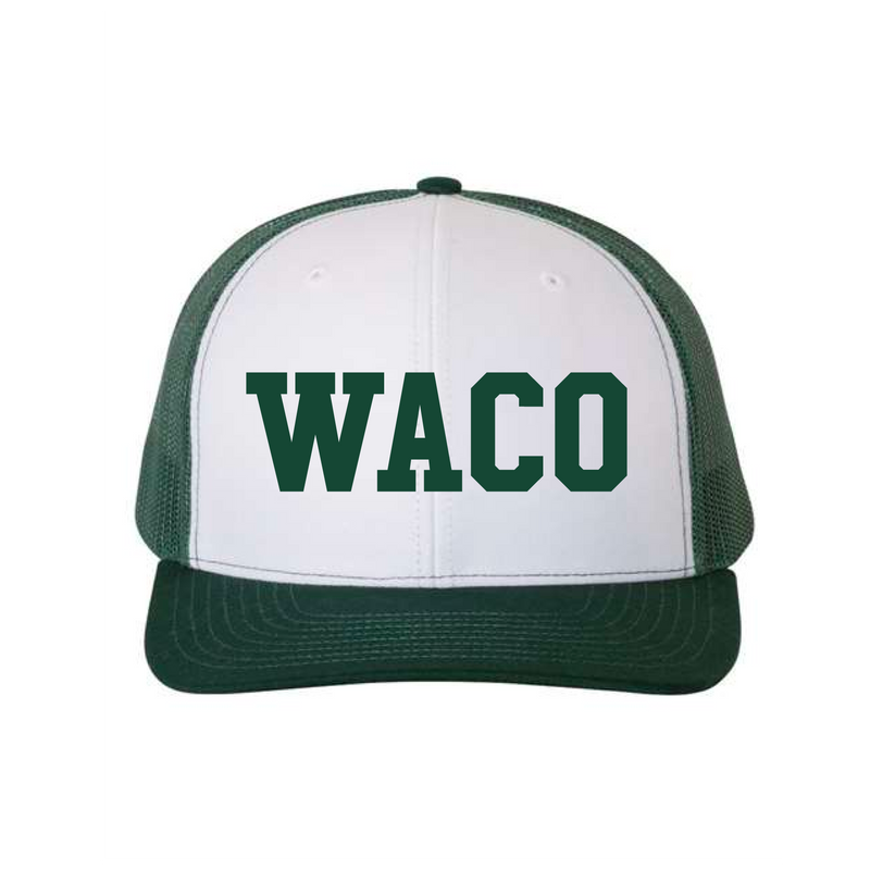 The WACO Embroidered | White-Dark Green Richardson Trucker Cap