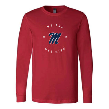 The We Are Ole Miss M Circle | Red Long Sleeve