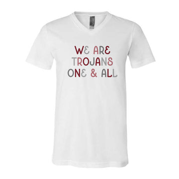 The We are Trojans Multi | White Vneck Tee