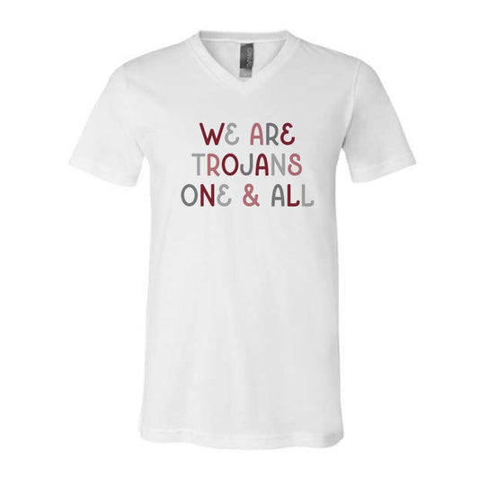 The We are Trojans Multi | White Vneck Tee