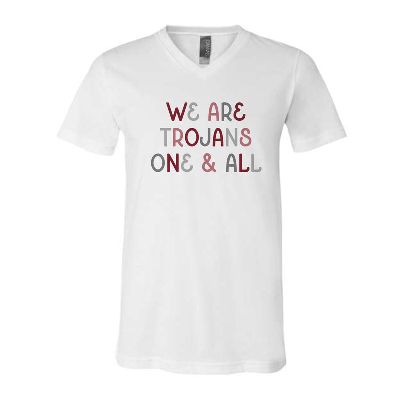 The We are Trojans Multi | White Vneck Tee