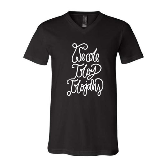 The We are Troy Trojans Script | Black Vneck Tee