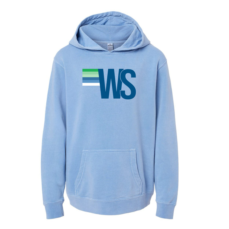 The WS Stripes | Pigment Light Blue Youth Hooded Sweatshirt