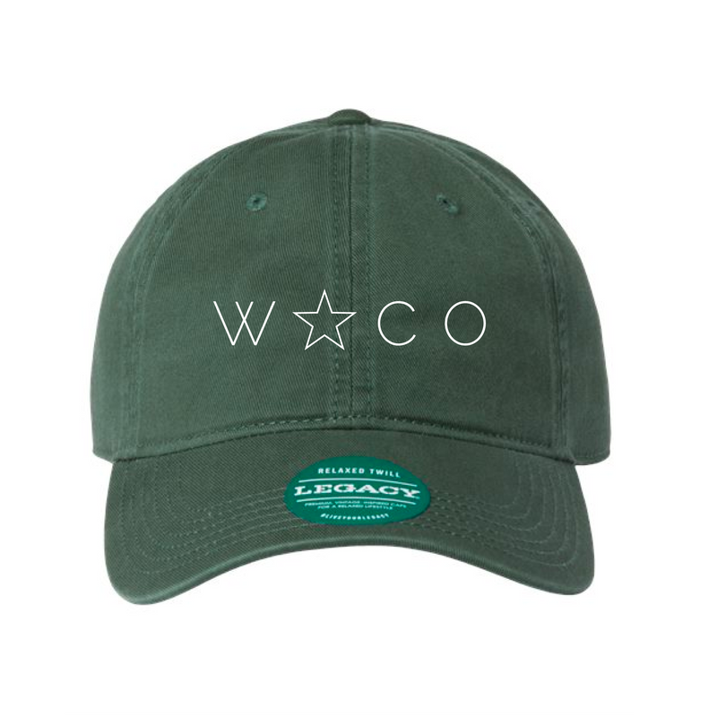 The Waco W/ Star Embroidered | Dark Green Legacy Dad Hat