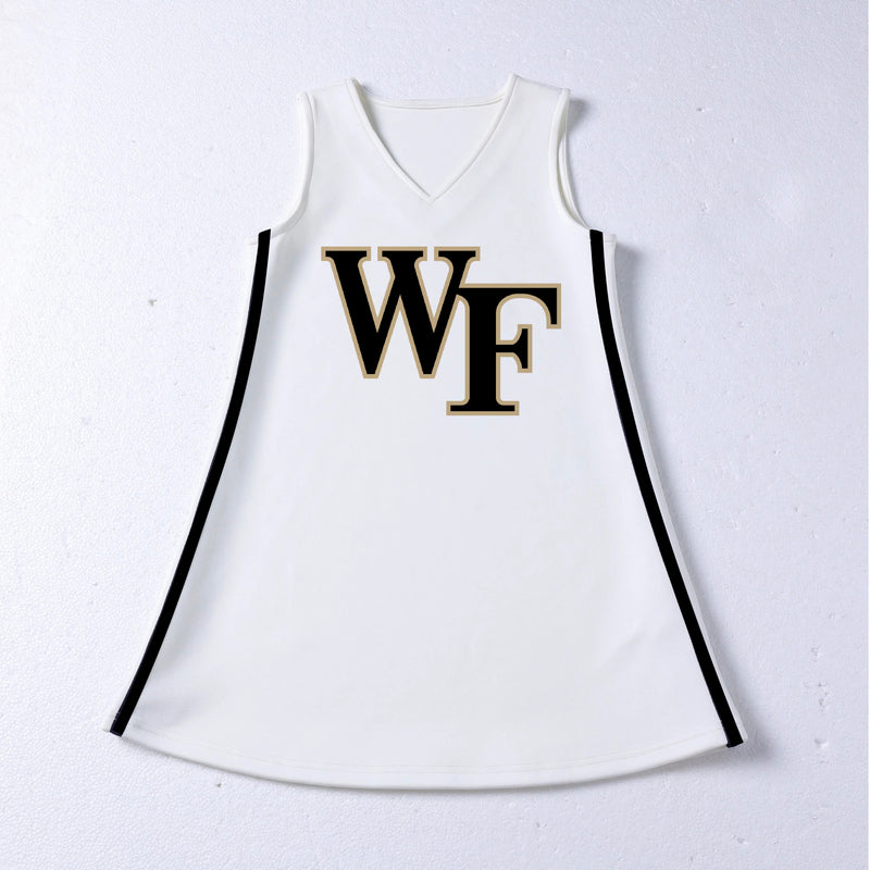 The Wake Forest University | White V-Neck Cheer Dress