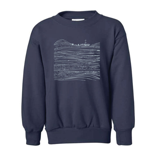 The Walk on Water | Youth Navy Crewneck Sweatshirt