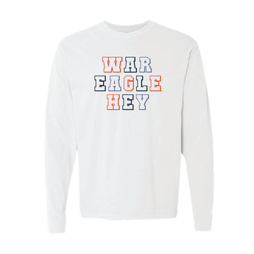 The War Eagle Hey Block | Adult White Long Sleeve Tee