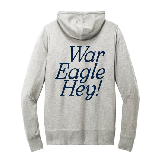 The War Eagle Hey! | Light Heather Grey Full Zip Hoodie