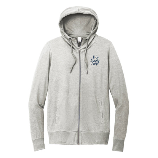The War Eagle Hey! | Light Heather Grey Full Zip Hoodie