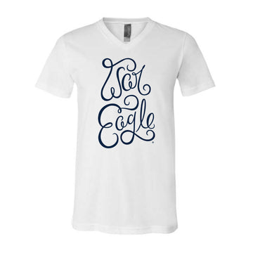 The War Eagle Script | White V-Neck Tee