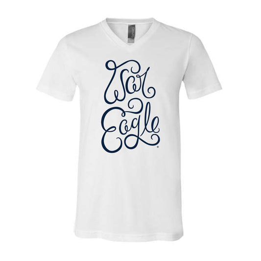 The War Eagle Script | White V-Neck Tee