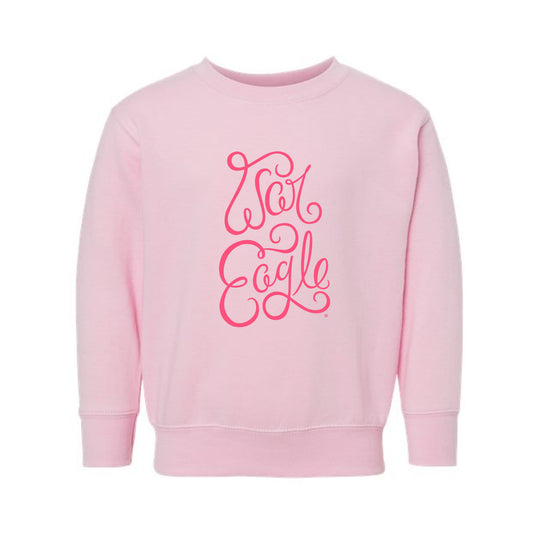 The War Eagle Script | Toddler Pink Crewneck Sweatshirt